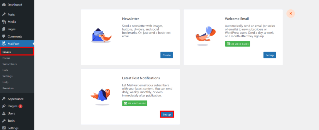 Set Up-Mail Poet-Latest Post Notifications for auto email to subscriber