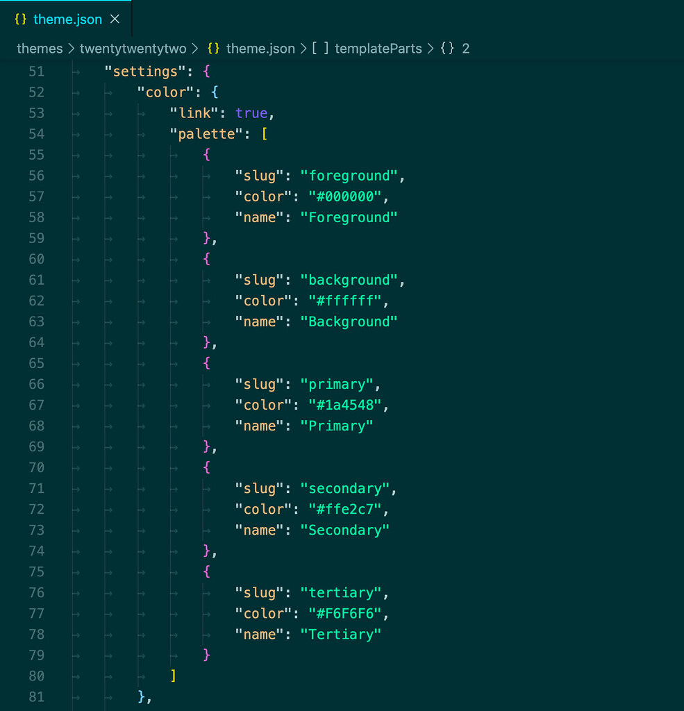 wordpress theme.json custom css