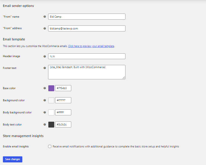 woocommerce email settings