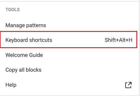 Access Gutenberg Keyboard Shortcuts