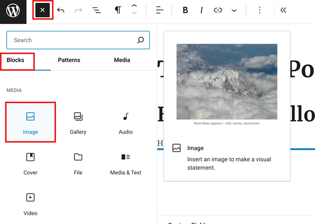 Add Image in Gutenberg Editor