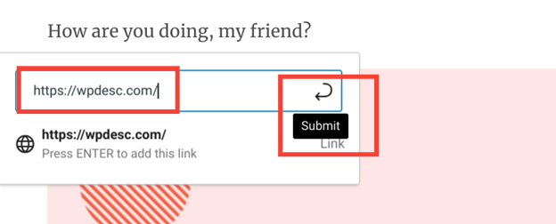 Add Link in Gutenberg Editor