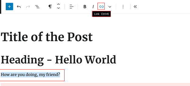 Add Link in Gutenberg Editor