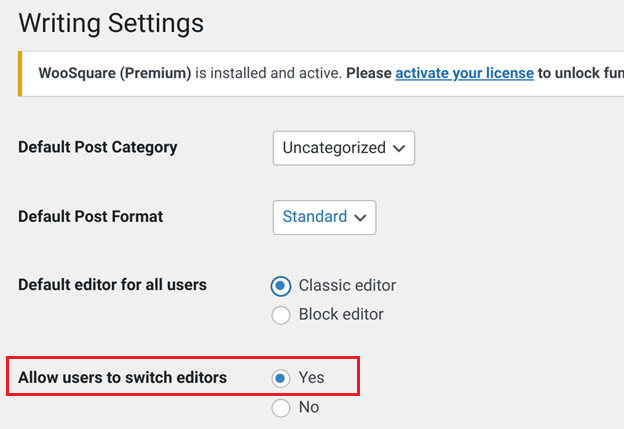 Disable Gutenberg Editor by allowing users to switch editors