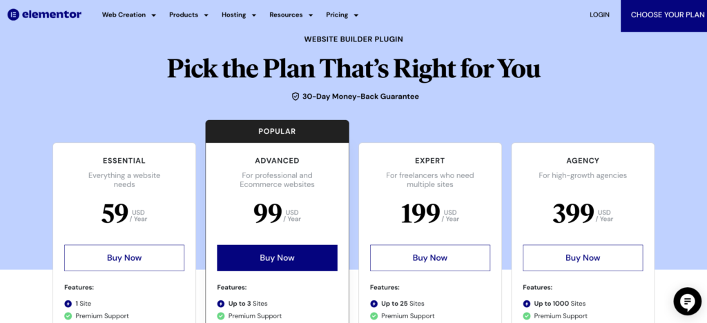 Elementor Pricing