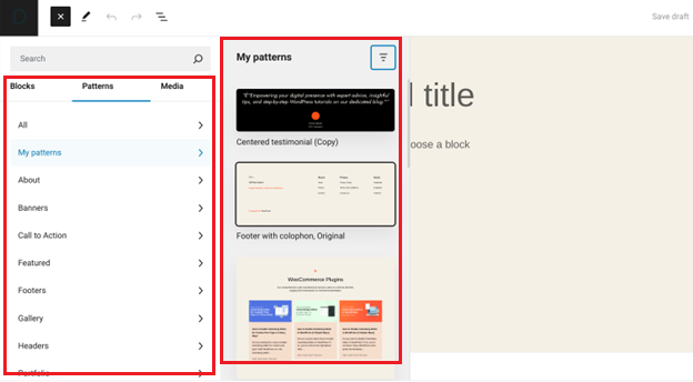 Pre-designed block patterns in Gutenberg