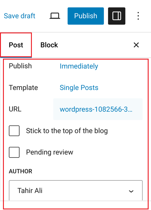 Sidebar in WordPress Gutenberg Editor