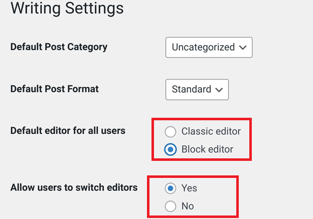 Switch to WordPress Classic Editor