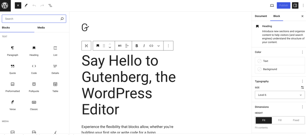 WordPress Gutenberg Editor