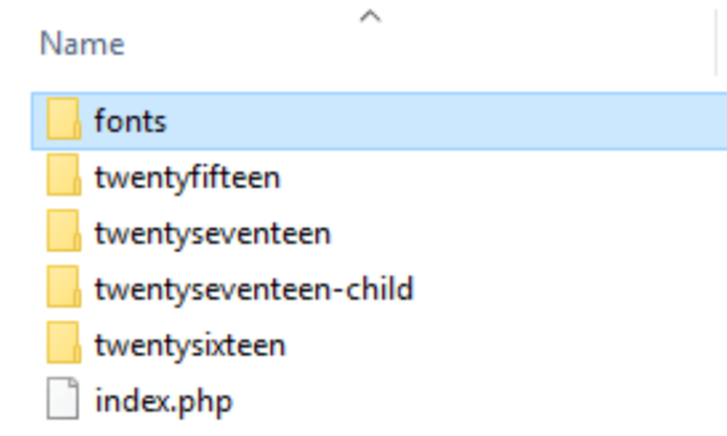 create fonts folder using FTP client