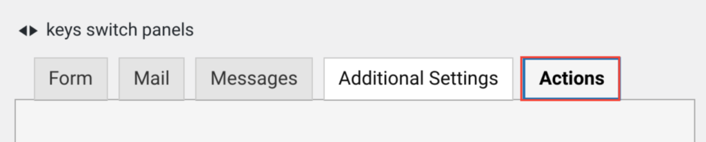 Action tab in contact form settings