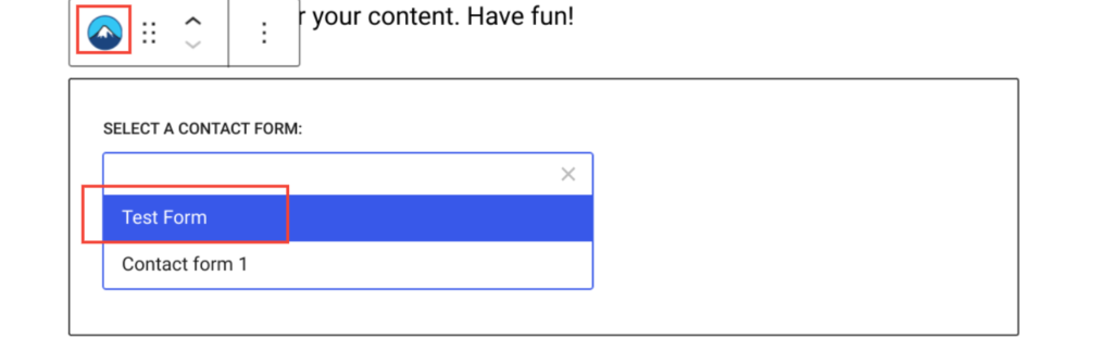 Add Contact Form 7 block