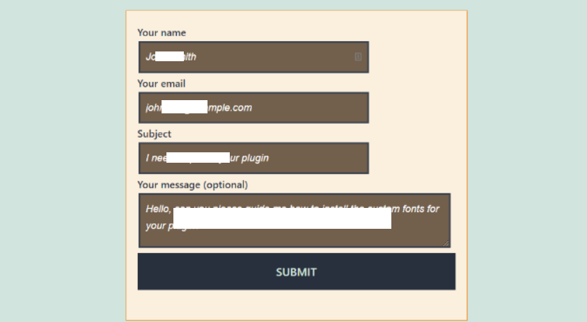 Contact form after applying custom CSS