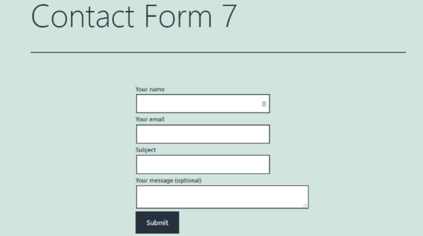 Default contact form