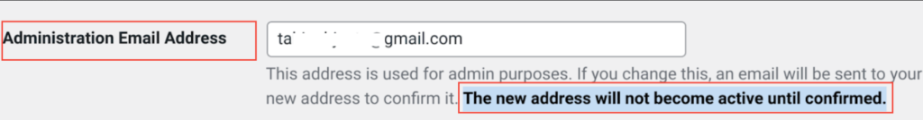 Administration Email Address field