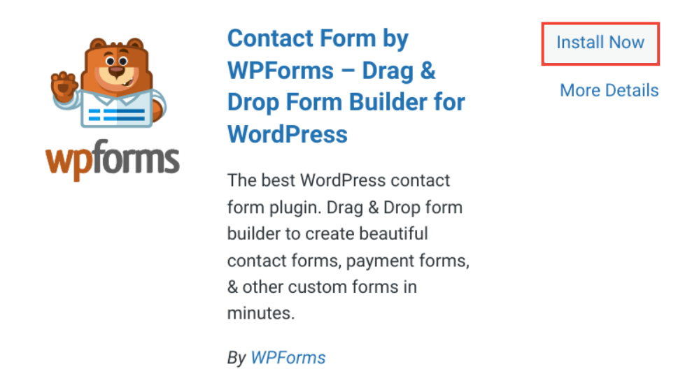 Install WPForms plugin