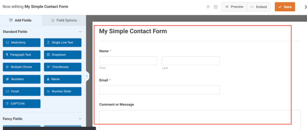 Pre-made contact form