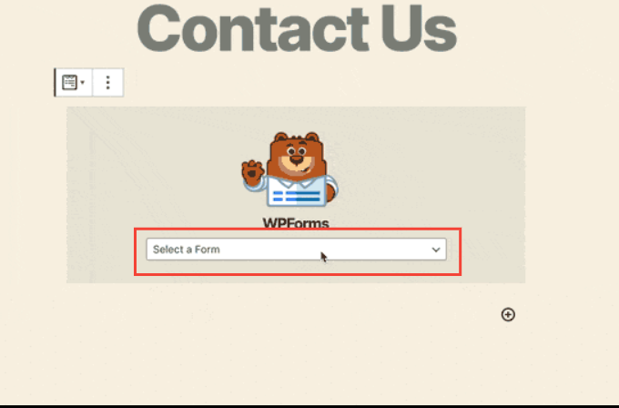 Select WPForms contact form