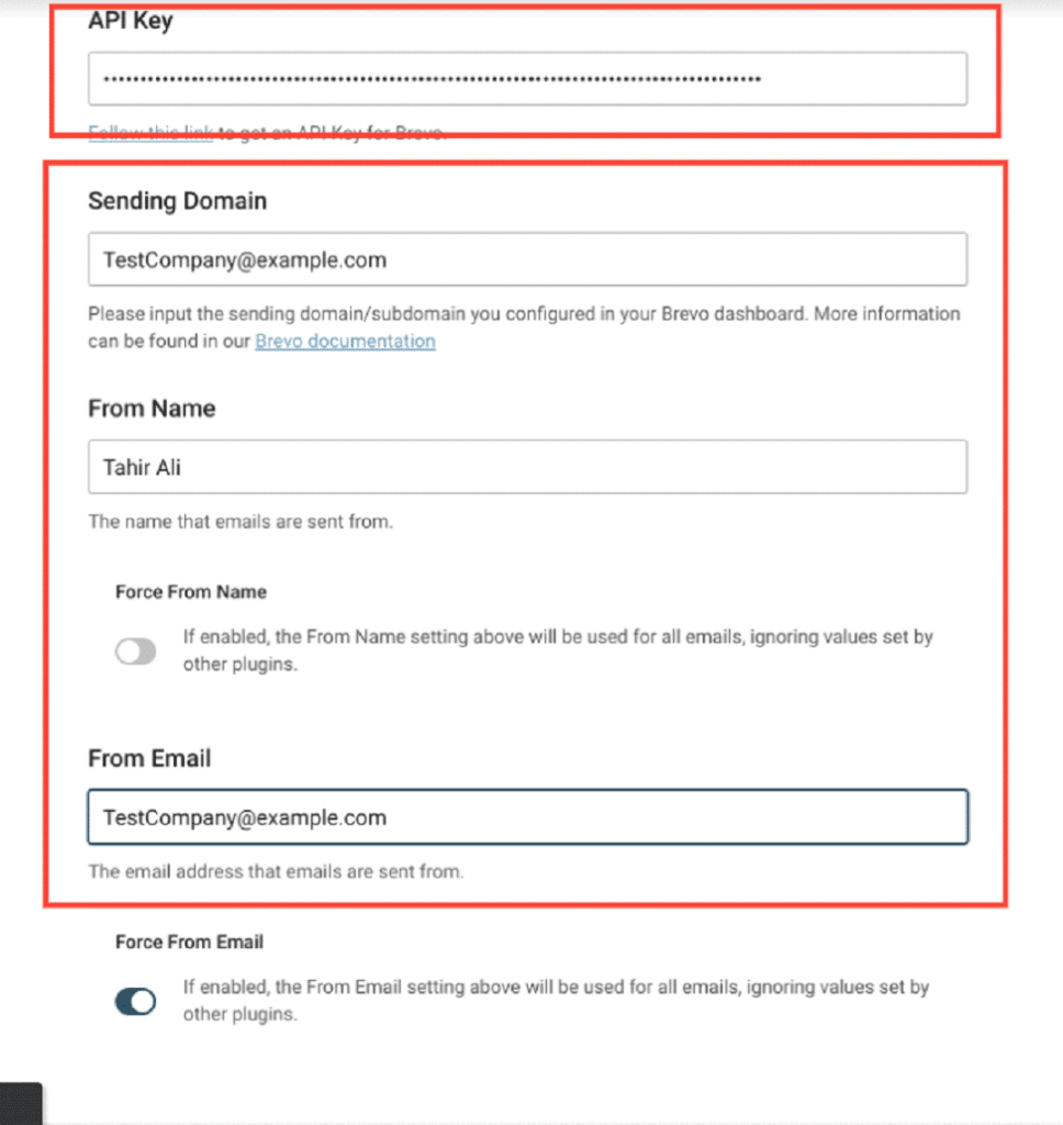 Set up API Key and Sending Details