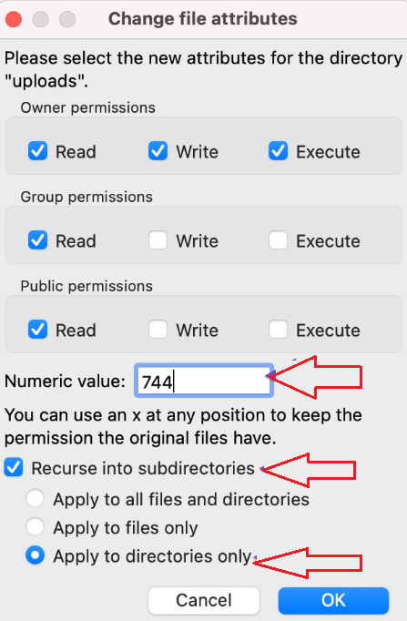 Adjust Directory Permissions