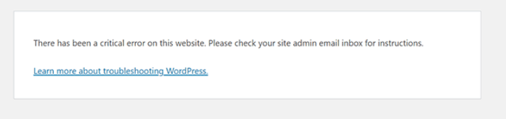 Critical Error in WordPress