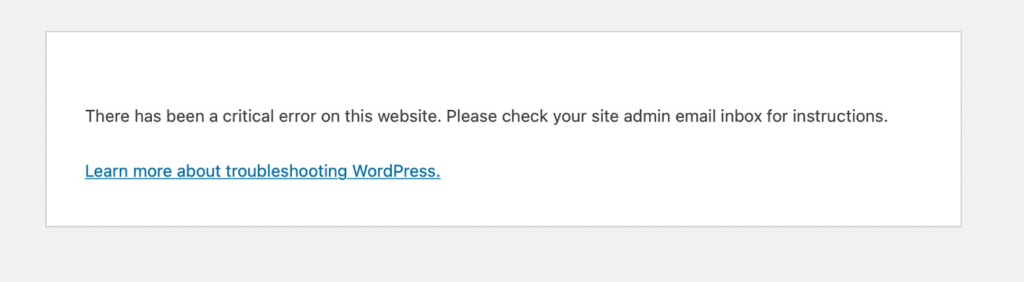 Critical Error in WordPress