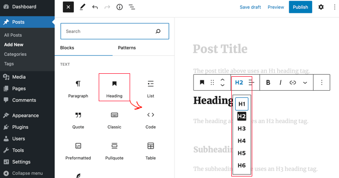 WordPress Heading Tags