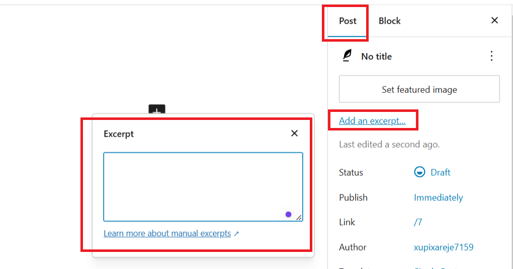 Add an excerpt in the Gutenberg Editor