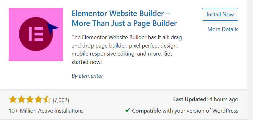 Elementor page builder