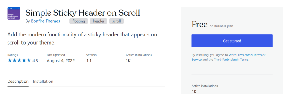 Simple Sticky Header on Scroll